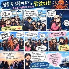 실시간 조황 - 첫 문어를 잡는순간, 표정이 이렇게 바뀝니다 삼천포야간문어